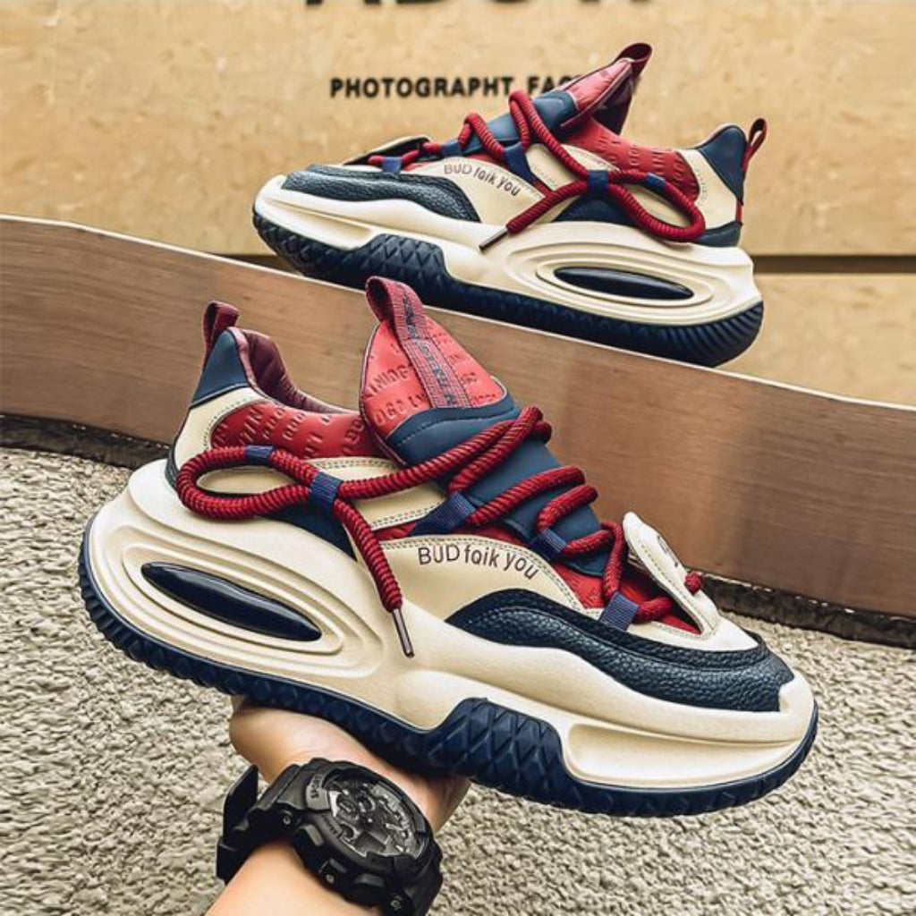 BUD Chunky Sneaker – Beige/Red/Navy